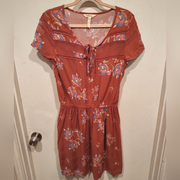 Matilda Jane Art Class Floral Mini Dress Women's Sz M-Boho Cottagecore Romantic - Picture 1 of 7